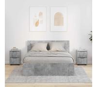 Bedside Table Concrete Grey Engineered Wood 30.5x30x43cm 2-Drw. Compact Storage