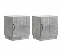 Bedside Table Concrete Grey Engineered Wood 43x34.5x47cm 2 Door D-Pull Set of 2.