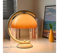 Bedside Table Dome Shape Lamp Bedroom Nightstand, Orange Gradient Glass Shade, Bauhaus Cute Night Light With Cord And, For Living Room Kids Desk,