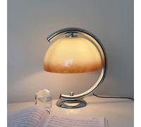 Bedside Table Dome Shape Lamp Bedroom Nightstand, Orange Gradient Glass Shade, Bauhaus Cute Night Light With Cord And, For Living Room Kids Desk,