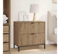 Bedside Table Engineered Wood Artisan Oak Black 63.5x36x61 cm 2 Drawer Matte Leg