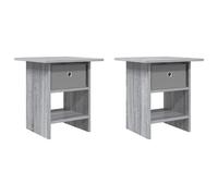 vidaXL Bedside Table with Drawer 2 pcs Concrete Grey 41 x 40 x 45 cm