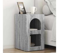 Bedside Table Grey Sonoma 29.5x33.5x50 cm Engineered Wood 2pc Compact Set Modern