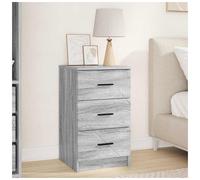 Bedside Table Grey Sonoma 38x38x66cm Engineered Wood 3-Drawer Nightstand Compact