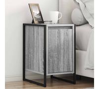 Bedside Table Grey Sonoma 39.5x30x50 cm Engineered Wood Industrial Nightstand -