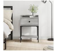 Bedside Table Grey Sonoma 40.5x31x60cm Engineered Wood 1 Drawer 2 Shelves Rustic