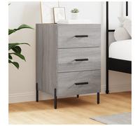 Bedside Table Grey Sonoma 40x40x66cm Engineered Wood 2 Drawers Rustic Slim