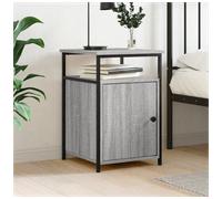 Bedside Table Grey Sonoma 40x42x60 cm Engineered Wood Steel Legs Hinge Door UK.