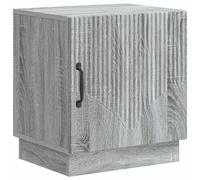 Bedside Table Grey Sonoma 43x34.5x47cm Engineered Wood 1-Door Black Handle Shelf