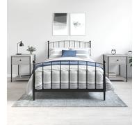 Bedside Table Grey Sonoma 44x45x58cm Engineered Wood Iron Frame Nightstand Slim