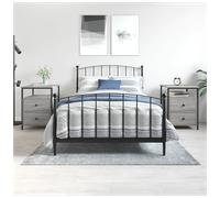 Bedside Table Grey Sonoma 44x45x60 cm Engineered Wood Nightstand Drawers Storage