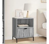 Bedside table Grey Sonoma 49x36x61cm Engineered Wood 1 Drawer 1 Shelf Steel legs