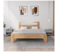 Bedside table Grey Sonoma 50x46x50 cm engineered & eucalyptus wood nightstand