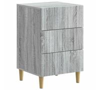 Bedside Table Grey Sonoma Engineered Wood 43x41x66.5 cm 3 Drawers Compact Slim