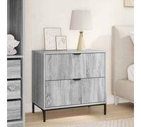 Bedside table Grey Sonoma engineered wood 63.5x36x61cm 2-drawer matte black legs