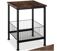 Tectake Side Table Grimsby 40X40X55.5Cm With Integrated Storage Basket - Brown