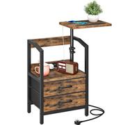Bedside Table Height Adjustable Rotating Side Table With Tablet Slot