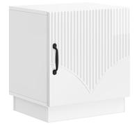 Bedside Table High Gloss White 43x34.5x47cm Engineered Wood 1 Door Storage 60kg