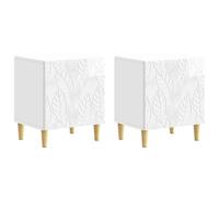 Bedside Table High Gloss White 43x34.5x50cm Engineered Wood 2pc Doors Eucalyptus