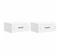vidaXL Wall-Mounted Bedside Cabinet with Drawer 2 pcs High Gloss White