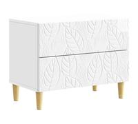 Bedside Table High Gloss White 62x34.5x48cm Engineered Wood Eucalyptus Legs 2dr