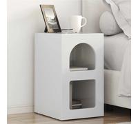 Bedside table high gloss white engineered wood 29.5x33.5x50cm compact pair incl