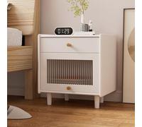 Bedside Table, Japanese Solid Wood Ash Bedside Table, Modern Minimalist Bedroom Bedside Table Storage Cabinet Side Tables, Retro Sofa Side Table with Drawer for Bedroom (White,19.7 * 15.7 * 21.7in)