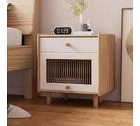 Bedside Table, Japanese Solid Wood Ash Bedside Table, Modern Minimalist Bedroom Bedside Table Storage Cabinet Side Tables, Retro Sofa Side Table with Drawer for Bedroom (Wood white,19.7*15.7*21.7in)