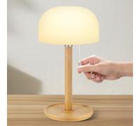 Bedside Table Lamp,3-Color Dimmable Pull cord Bamboo Desk Lamp with Semicircular lampshade - USB Lamp Rechargeable Battery Operated Night Light for Reading,Bedroom,Living Room,Study and Office