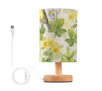 Bedside Table Lamp Bird in Spring Grasses Meadow Flowers Bedside Lamps LED Light Desk Lamp Fabric Shade Small Lamp for Bedroom Living Room (Bulb Included)