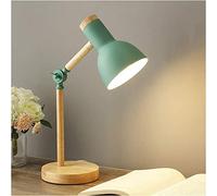 Bedside Table Lamp, Modern Wood Desk Lamp with Metal Shade Adjustable Nightstand Lamp for Office, Study Room, Bedroom, Living room, Kids Room, Side Table, Reading Desk, ON/Off Switch,Green