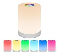 Bedside Table Lamp Touch Sensor, LED Night Light Rechargeable Portable Dimmable RGB Color Changing Modes for Kid Children Bedroom Camping, Adjustable Brightness Eye Caring Metal Handle (Warm White)