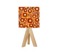 Bedside Table Lamp Tripod Desk Lamps for Living Room Bedroom 70s Retro Seamless in Orange Brown Yellow and Beige 60s and 70s Wooden Base Lampshade Kids Small Light Reading Nightstand Shades