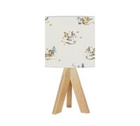Bedside Table Lamp Tripod Desk Lamps for Living Room Bedroom Dragon Baby Animals Watercolor Seamless Pattern Wooden Base Lampshade Kids Small Light Reading Nightstand Shades