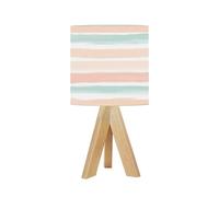 Bedside Table Lamp Tripod Desk Lamps Living Room Bedroom Hand drawn striped pink orange green girly stripe seamless Wooden Base Lampshade Kids Room Small Light for Reading Nightstand Shades