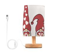 Bedside Table Lamp USB Table Lamp Cute Good Luck Gnome Happy Valentine's Day Hearts Hands Valentines Day Night Light for Kids Indoor