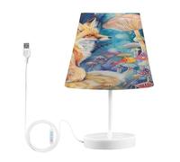 Bedside Table Lamps with USB Ports, Fox Mushrooms Watercolor Nightstand Desk Lamps for Bedroom, Living Room, Office,M