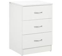 Bedside Table Modern 3 Drawers Side Cabinet 40 x 35 x 58 cm White Wooden
