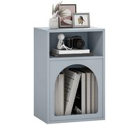 HOMCOM Bedside Table Bedside Cabinet 2 Open Compartments Grey