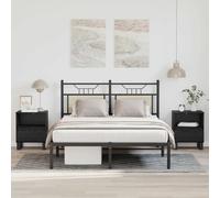 vidaXL Bed Cabinet Black Oak 40 x 35 x 50 cm Engineered Wood