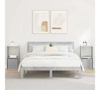 Bedside Table Modern Concrete Grey Engineered Wood 35x32x68.5cm 1 Drawer 2pcs UK