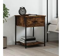Bedside Table Modern Smoked Oak Engineered Wood Iron Frame 44x45x58 cm Storage.