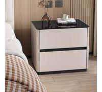 Bedside Table,modern with 2 Drawers Nightstand black Glass Top for Bedroom Living Room
