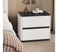 Bedside Table,modern with 2 Drawers Nightstand black Glass Top for Bedroom Living Room