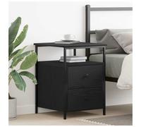 Bedside Table ModernTop Black Oak Engineered Wood 34x35.5x50cm 2 Drawers 1 Shelf