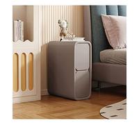Bedside Table Narrow Bedside Table w/2 Drawers Microfiber Leather Nightstand Minimalist Slim Sofa Side Table for Small Spaces Bedroom Furniture Storage Cabinet Chest