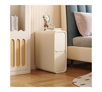 Bedside Table Narrow Sofa Side Table Minimalist Slim Bedside End Table With 2 Drawers|Microfiber Leather Nightstand Wood Bedroom Furniture For Small Spaces