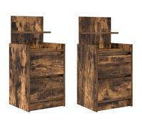vidaXL Bedside Cabinets with 2 Drawers 2 pcs Black 38x34x80 cm