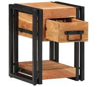 Vidaxl Bedside Cabinets Set Of 2 Brown Solid Acacia Wood, Iron, Brown