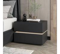 Bedside Table Nightstand Bedside Cabinet with Dual Sensor Lights No Assembly Solid Wood Frame Ultra-Fiber Leather Floating Design 2 Drawers Storage for Bedroom Living Room C,40 * 40 * 48cm